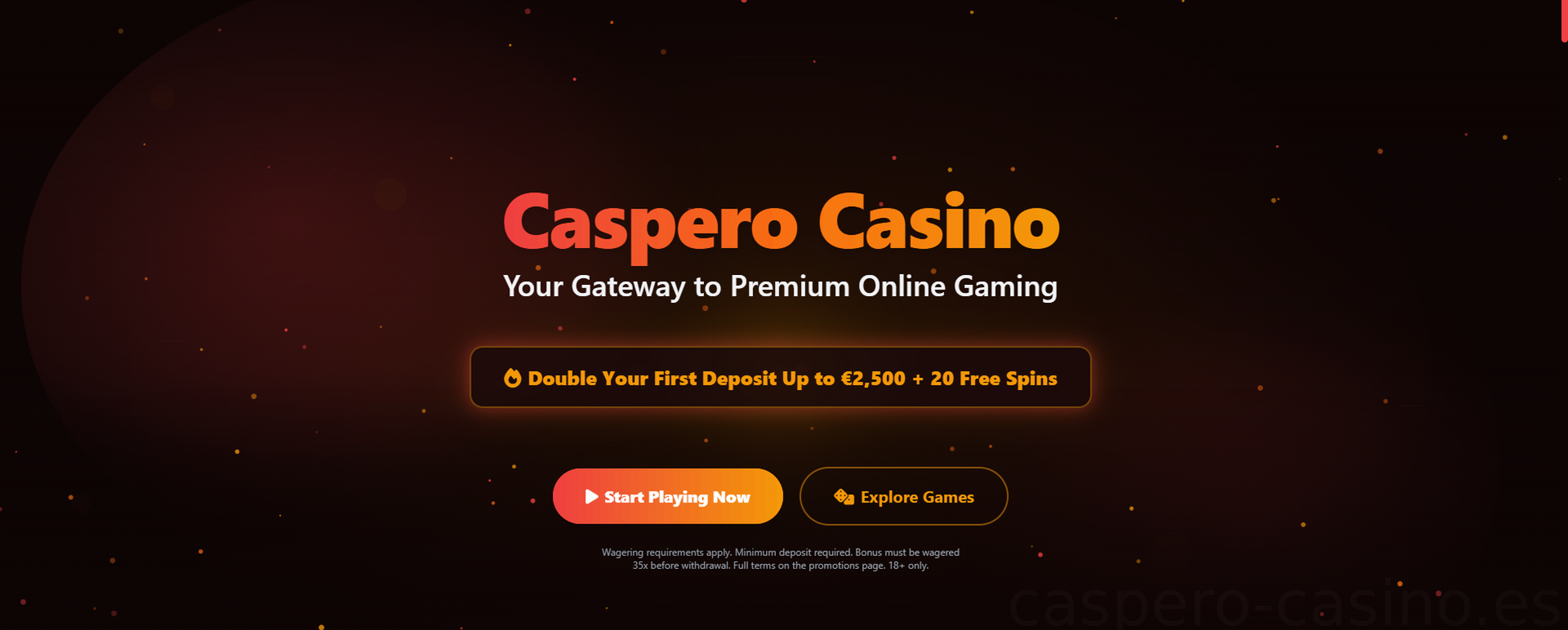 Caspero Casino 100% hasta 500€ + 200 giros